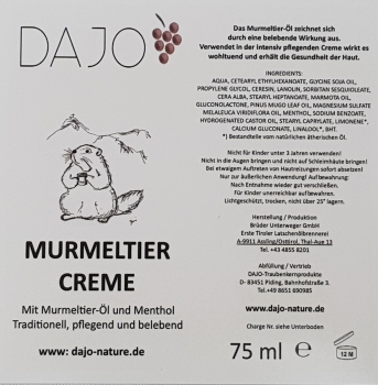 DAJO Murmeltier Creme mit Murmeltier-Öl und Menthol
